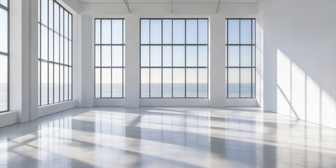 empty white room with window an sunlight,Blank white interior room background