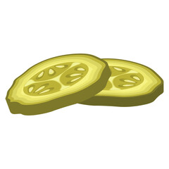 Vector image of cucumber slices. Concept of food and ingredients for cooking. Element for your design