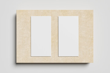 Fototapeta premium Perfect blank DL flyer brochure on wooden board.