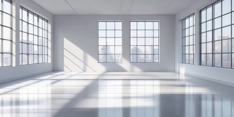 Obraz premium empty white room with window an sunlight,Blank white interior room background