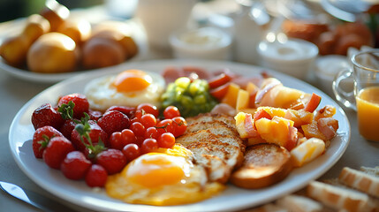 Traditional English Breakfast with Fresh Fruit