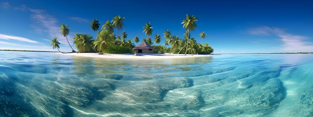 Obraz premium Beach with palm trees and clear water