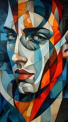 Abstract Geometric Portrait of a Woman.
