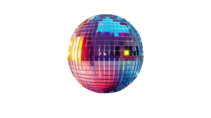 Disco ball colorful on transparent background
