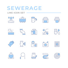 Set color line icons of sewerage