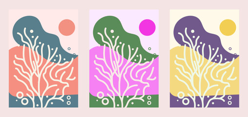 Minimalist wall art, inspired by the captivating beauty of coral reefs. Perfect for adding a touch of nature to any space,  artwork serves as an ideal visual for flyers, posters abstract backgrounds.