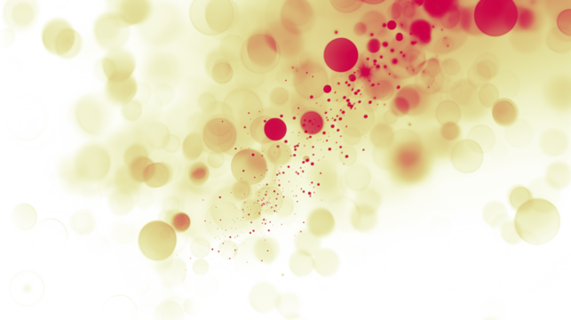 Bokeh overlay with soft circular light patterns in red and yellow tones on a transparent background, representing a dreamy and abstract effect