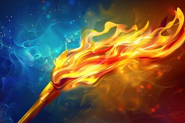 Olyimpic fire torch burning. Generative Ai