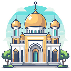 Mosque icon in flat design style. Muslim mosque vector illustration