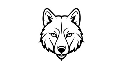 black and white wolf head vector