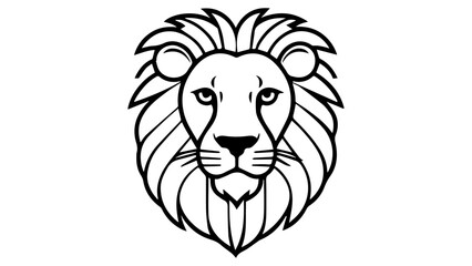 lion head vector line art illustration in vector, Elegant Black and White Lion Illustration with Intricate Details, Artistic illustration of a lion head in black and white