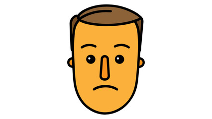 face of sad male emoji profile illustration in vector on white background simple