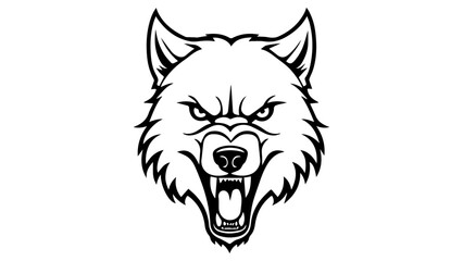 angry wolf head profile illustration