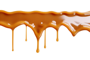 Dripping Sweet Melted caramel PNG Caramel Syrup isolated on white and transparent background - Smooth Creamy Liquid Caramel Molten Dessert decoration Pastry Concept