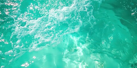 Fototapeta premium turquoise water surface, water in the pool, cyan water texture of the ocean sea