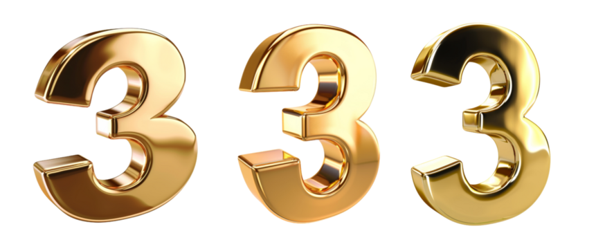 Set of golden isolated numbers. 3d premium decoration for holiday.