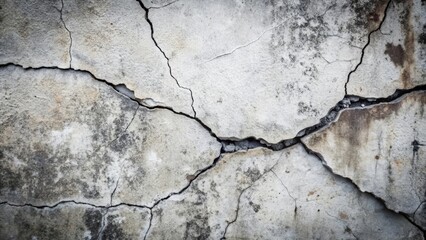 Obraz premium A close-up of a cracked concrete wall, showcasing the texture and patterns of aging and wear. The image evokes concepts of time, fragility, decay, and the passage of time.