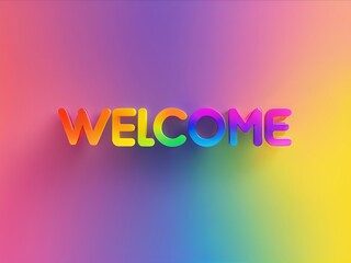 Fototapeta premium Text Welcome in rainbow color style on solid background