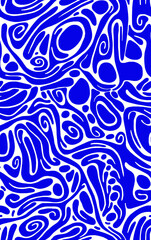 Geometric vector seamless pattern in wavy line style, painted in blue tones.Seamless background.