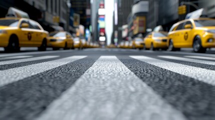 Capture the vibrant energy and iconic character of New York City's famous landmark. This image captures the vibrant atmosphere, bright lights and moving advertisements.