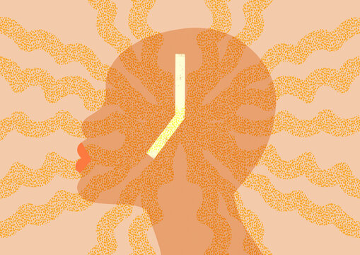 Woman menopause hot flush illustration