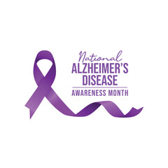 National Alzheimers Disease Awareness Month vector design template good for celebration usage. Purple ribbon design. flat design. eps 10.