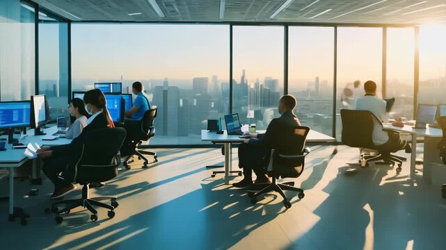 Modern Workplace: Time Lapse of Young Professionals Collaborating