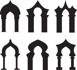 Archers Shape Vector Silhouette Set