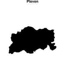Pleven province blank outline map