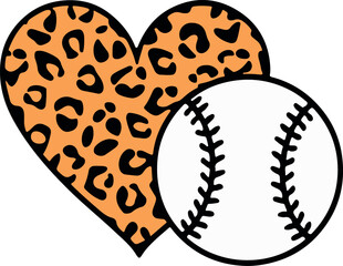 Baseball with Animal Love Heart Vector