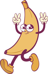 Banana retro groovy mascot cartoon character