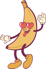 Banana retro groovy mascot cartoon character
