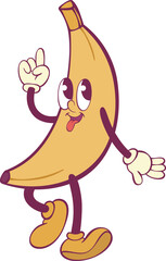 Banana retro groovy mascot cartoon character