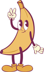 Banana retro groovy mascot cartoon character