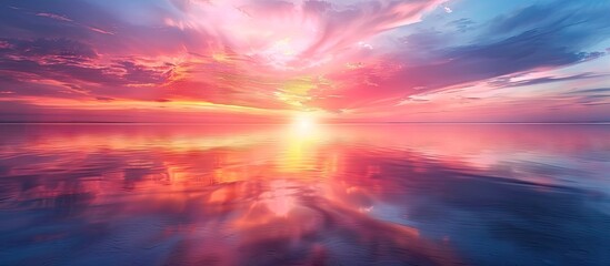 Obraz premium Colorful sunrise and sunset sky meeting in morning with copy space image