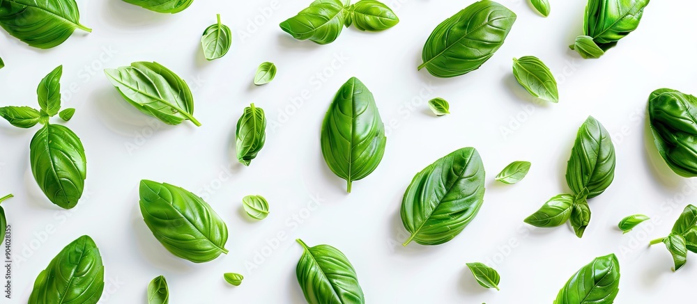 Aufkleber high quality photo of green basil leaves isolated on a white background perfect for use as a copy sp