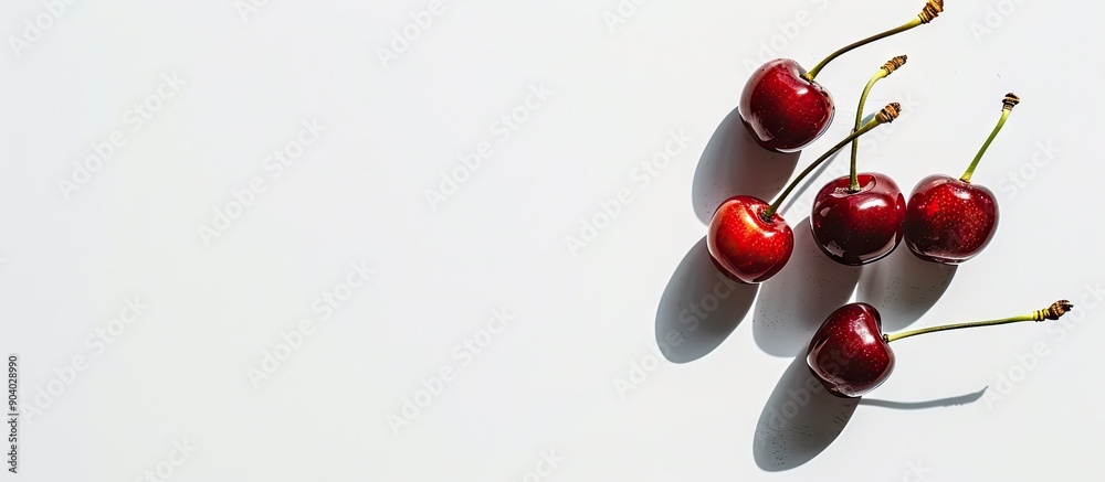 Aufkleber cherries placed alone on a blank white background providing ample copy space image