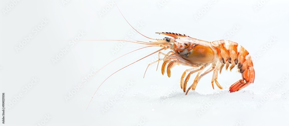 Poster tiger prawn seafood isolated on white background with copy space image