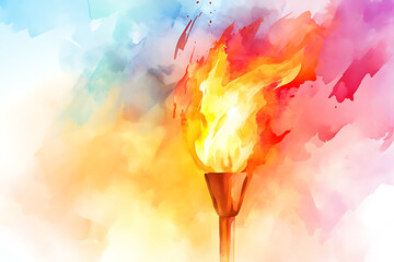 torch with fire flame. power and liberty concept -  illustration