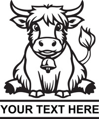 Highland Cow Monogram Vector