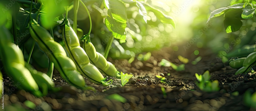 Poster close up image showcasing fresh winged beans in a rural vegetable garden emphasizing healthy food wi
