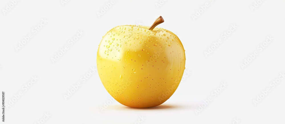 Poster Vivid yellow apple isolated on a white background with a clipping path image available. . image with copy space