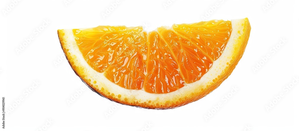 Poster An isolated orange slice on a white background with a clipping path for copy space image