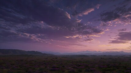 purple sky landscape. beautiful view for banner, poster, social media. generative ai