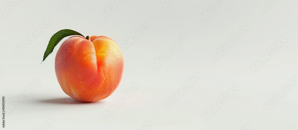 Poster A fresh peach with clipping path on a white background image providing space for copying content