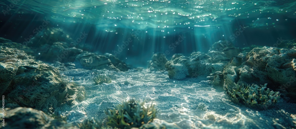 Aufkleber Interacting with the ocean s luminous textures and light creates a captivating experience filled with beauty and tranquility ideal for a copy space image