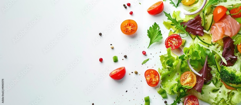 Poster tuna salad with a white background for copy space image
