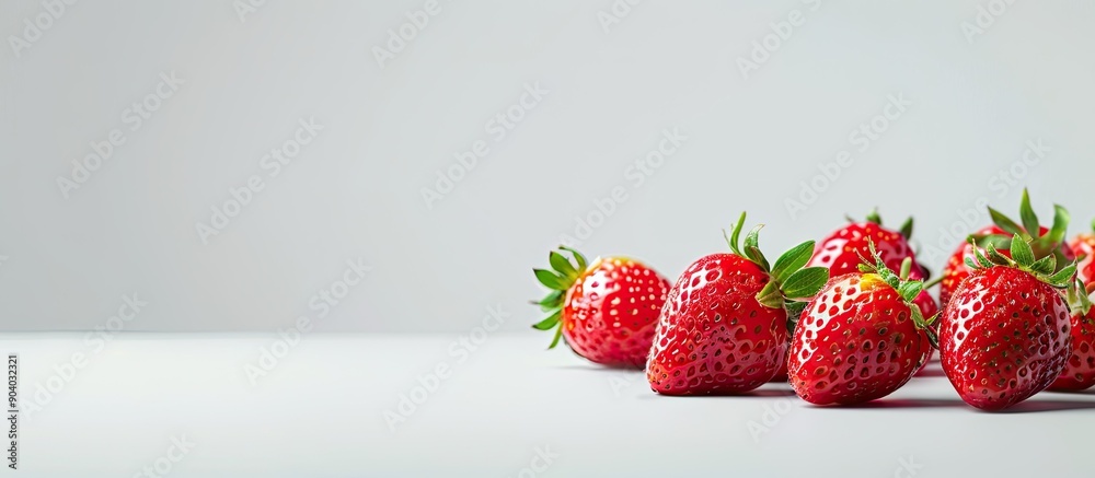Poster ripe strawberries displayed in a copy space image