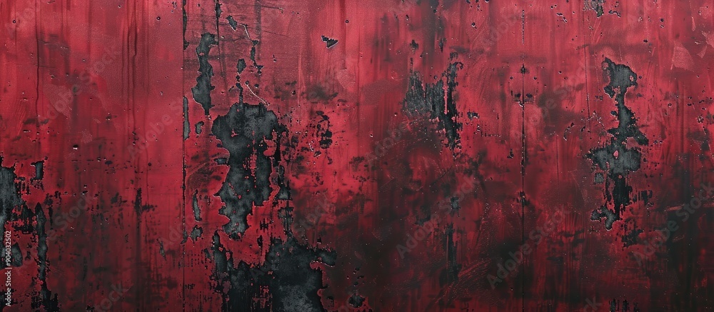 Poster A grungy concrete wall in red with a textured surface featuring dark edges for contrast perfect for a copy space image