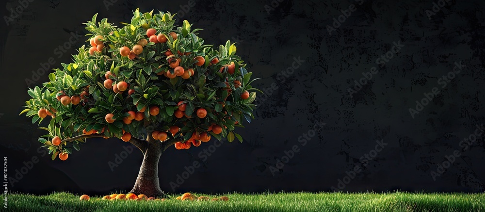 Poster a fruit tree in the garden with copy space image